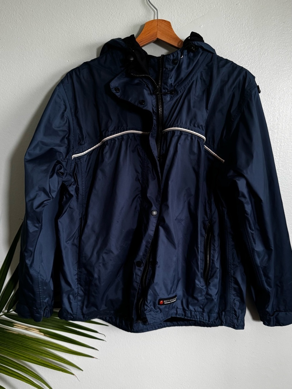 Navy Hooded Raincoat Windbreaker Jacket